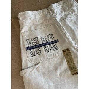 Vintage Raw Rags Cream Carpenter Jeans 32x34 Baggy Y2K Streetwear NWT